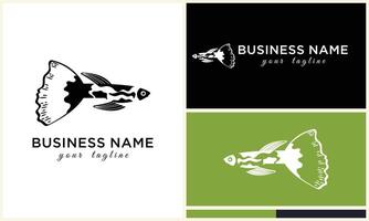 silhouette fish logo template vector