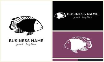 silhouette fish logo template vector