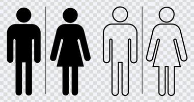 High-quality WC icon for universal restroom signage, featuring both male and female symbols.Man, woman, mother with baby and handicapped silhouettes collection. Perfect for diverse design needs vector