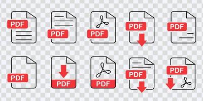 ilustrando pdf archivo formato símbolos, ideal para descargar botones, representando texto, imagen vector