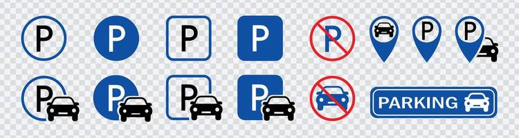 optimizar estacionamiento visuales con nuestra coche estacionamiento icono conjunto un exhaustivo colección para claro y eficaz comunicación en tráfico y estacionamiento diseños vector