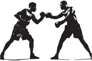 Boxing silhouette two man vector