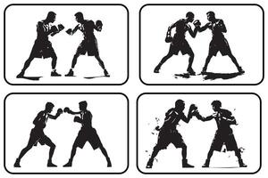 Boxing silhouette bundle vector