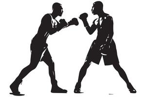 Boxing silhouette two man vector