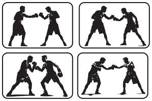 Boxing silhouette bundle vector