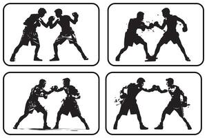 Boxing silhouette bundle vector