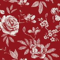 resumen moderno floral sin costura modelo con mano dibujado flor en toile Delaware alegría estilo. retro elegancia repetir impresión. Clásico diseño para tela, fondo de pantalla o envase vector