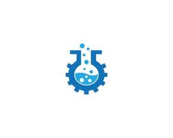 Lab and gear wheel logo design concept. vector