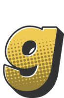 grappig halftone alfabet brief en aantal png