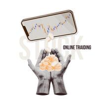 Minimalist collage with hands holding profit cash. Online trading banner. Digital finance business data graph showing technology of investment strategy for perceptive fintech decision. vector