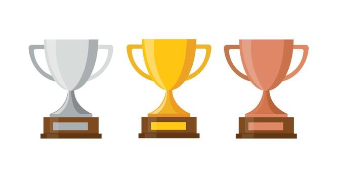 Three trophy with gold and silver, bronze. illustration vector