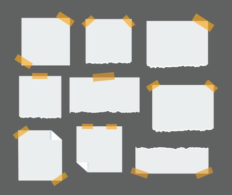 set of white paper with sticker illustration