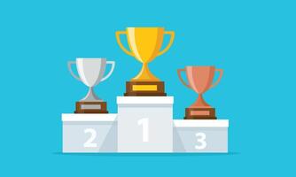 Three trophy with gold and silver, bronze. illustration vector