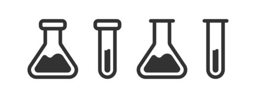 Laboratory flask icon. Chemistry science experiment. Potion beaker. Medicine glasses. vector