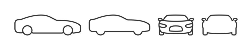 coche icono. auto silueta. automóvil frente y lado. vector