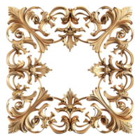 Generated AI Golden elegance luxurious 3d ornate frame design isolated on transparent background png