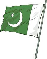 Set of Pakistan waving flag on isolated background . vector