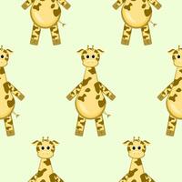 Giraffes seamless pattern, nursery adorable fabric print. Children giraffe characters, baby animals background. Jungle nowaday texture design vector