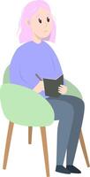 Psychotherapy session - psychologist sitting on chair. Mental health concept, illustration in flat style vector