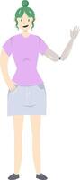 Illustration of a girl with a prosthetic arm in flat style. Flat Illustration on the theme of body positivity. vector