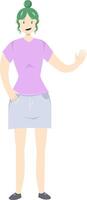 Illustration of a girl in flat style on white background. Flat Illustration on the theme of body positivity vector