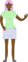 Illustration of a girl in flat style on white background. Flat Illustration on the theme of body positivity. vector