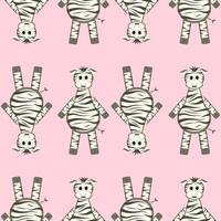 Pattern with Zebra. Black and white with pink background. Cute cartoon zebra vector