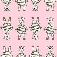 Pattern with Zebra. Black and white with pink background. Cute cartoon zebra vector