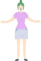 Illustration of a girl in flat style on white background. Flat Illustration on the theme of body positivity vector