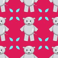 Cute cartoon hippo pattern. Hippo on a red pink background. illustration for design and print. vector