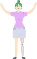 Illustration of a girl with a prosthetic leg in flat style on white background. Flat Illustration on the theme of body positivity vector