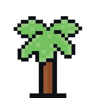 verano vacaciones píxel Arte viaje Arte icono palma árbol. años 80, 90s antiguo arcada juego estilo, viaje, viaje. palma árbol píxel Arte icono 8 bits duende palma vector