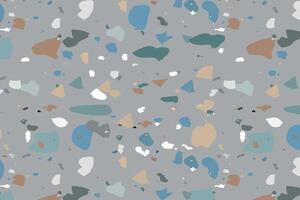 Terrazzo seamless pattern in natural pastel colors with abstract mosaic stone shapes. Classic granite natural terrazzo floor. Interior design background for print, fashion or trendy design vector