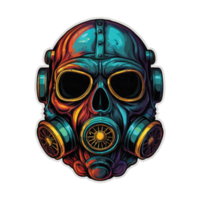 illustration of skull and gas mask png