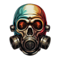 A skull wearing a gas mask and goggles png