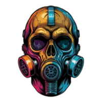 A skull wearing a gas mask and goggles png