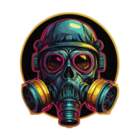 illustration of skull and gas mask png
