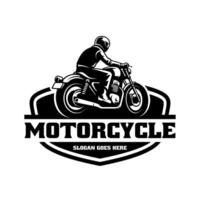 a biker riding a motorcycle illustration logo vector