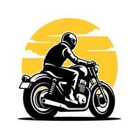 un motorista montando un motocicleta ilustración vector