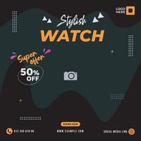 digital smart watch media social post template vector