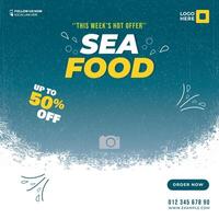 sea food poster banner template flat design vector