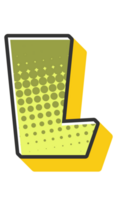 grappig halftone alfabet brief en aantal png