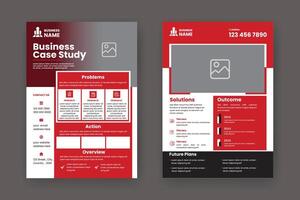 Case Study Layout Template. Minimalist Business Report with Simple Design with Red Elements. vector