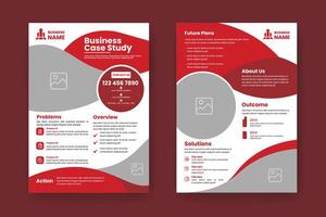 Case Study Layout Template. Minimalist Business Report with Simple Design with Red Elements. vector