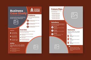 Case Study Layout Template. Minimalist Business Report with Simple Design with Red Elements. vector