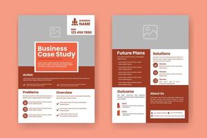 Case Study Layout Template. Minimalist Business Report with Simple Design with Red Elements. vector