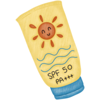 Jaune tube crème solaire illustration png