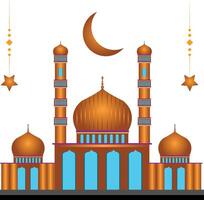 A mosque with a moon and stars vector