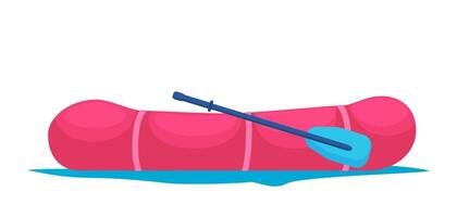 Rubber boat with paddle. Rafting extreme water sport. Fishing equipment. Inflatable rubber vessel boat. illustration. vector