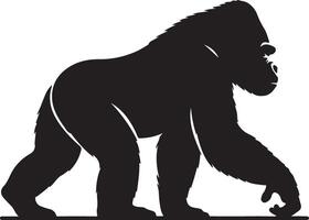 minimal Gorilla walking pose silhouette vector